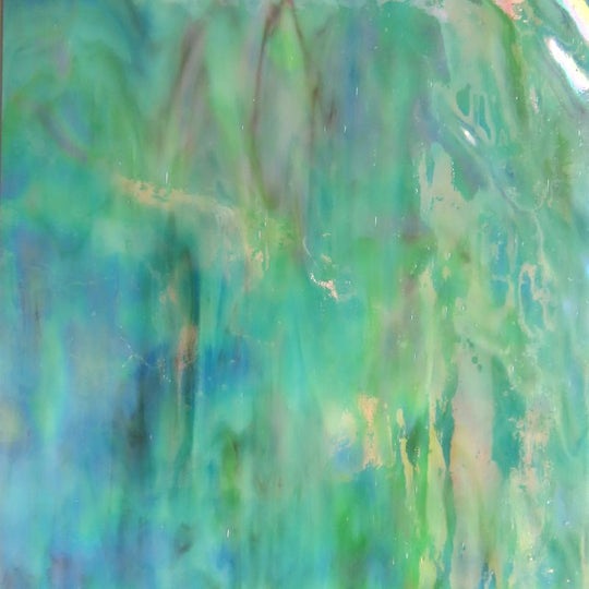 Glass Plate Soft Teal Marble Iridised