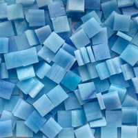 Loose 15 mm Tiffany Glacier glass tiles in Caribbean Blue