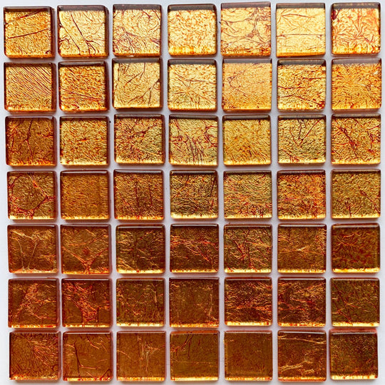 Pâtes de Verre Miroir Colorées 20mm  Cuivre