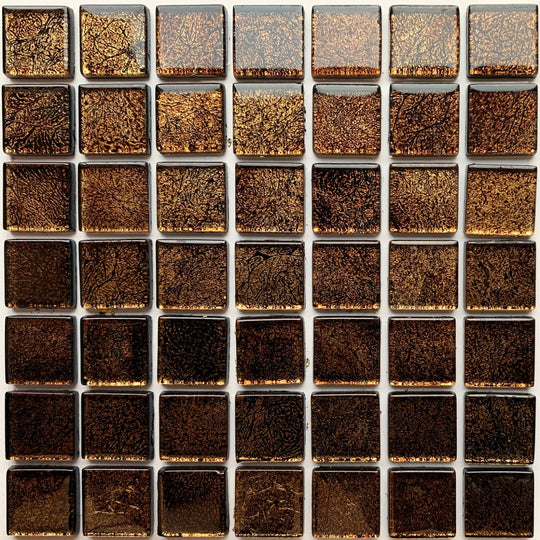 Pâtes de Verre Miroir Colorées 20mm  Cuivre Foncé