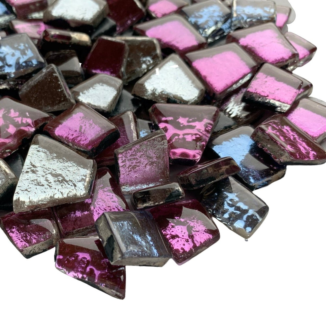 Verre Mosaique - glass mosaic -Glasmosaik-glasmozaïek-Glastegel met Spiegel Rozemix - mosaicshop