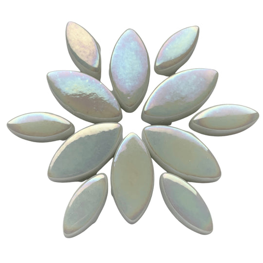 Mosaiksteinen Elipsenform Perle Glas  Weiß