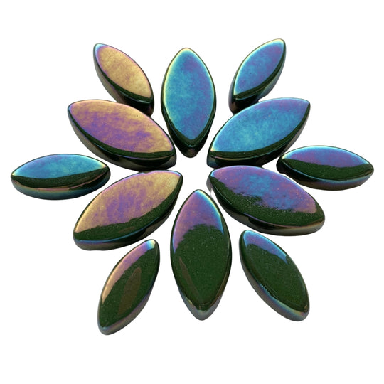 Mosaiksteinen Elipsenform Perle Glas  Dunkelgrün