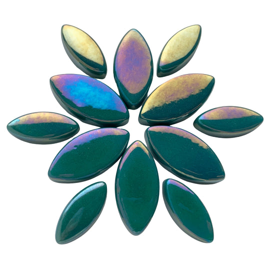 Mosaiksteinen Elipsenform Perle Glas  Dunkel Cyan