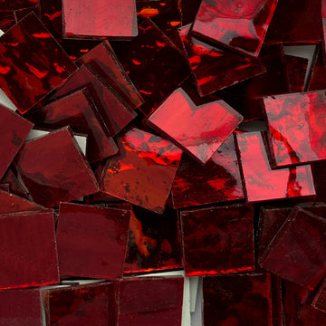 Pâtes de Verre Miroir Colorées 20mm  Vin Rouge Ondulé