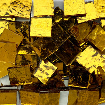 Pâtes de Verre Miroir Colorées 20mm  Or Ondulé