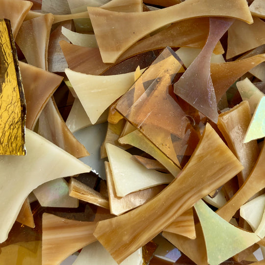 Glasscherben Bernsteinmix