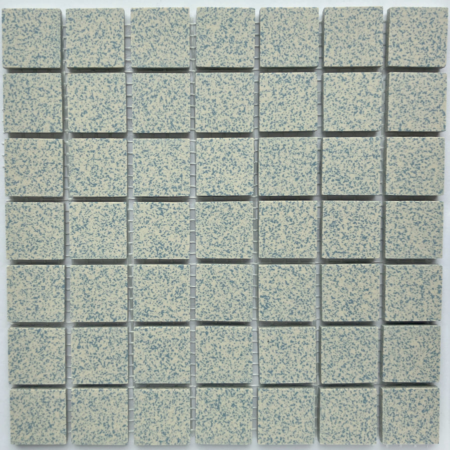 Winckelmans Bleu 208 Mouchetés – matte Mosaikfliesen im Format 20x20 mm auf Netz
