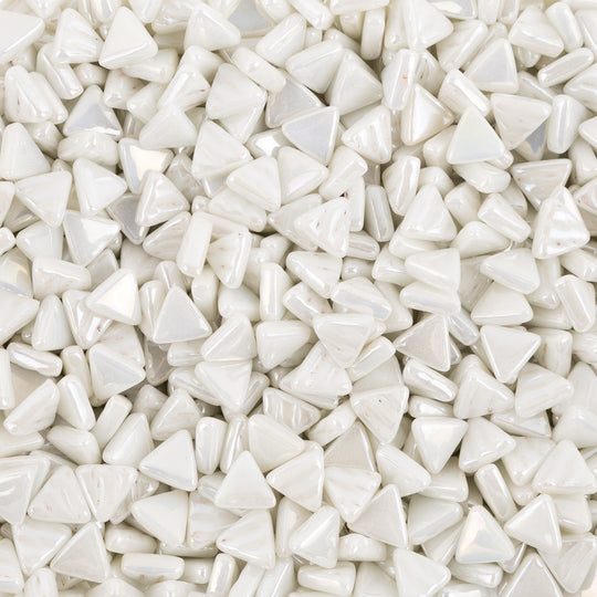 Mini Glass Mosaic Triangle Iridescent Opaque White