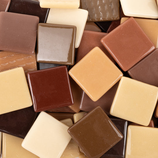 Pâte de Verre 25mm Brown Beige Mix