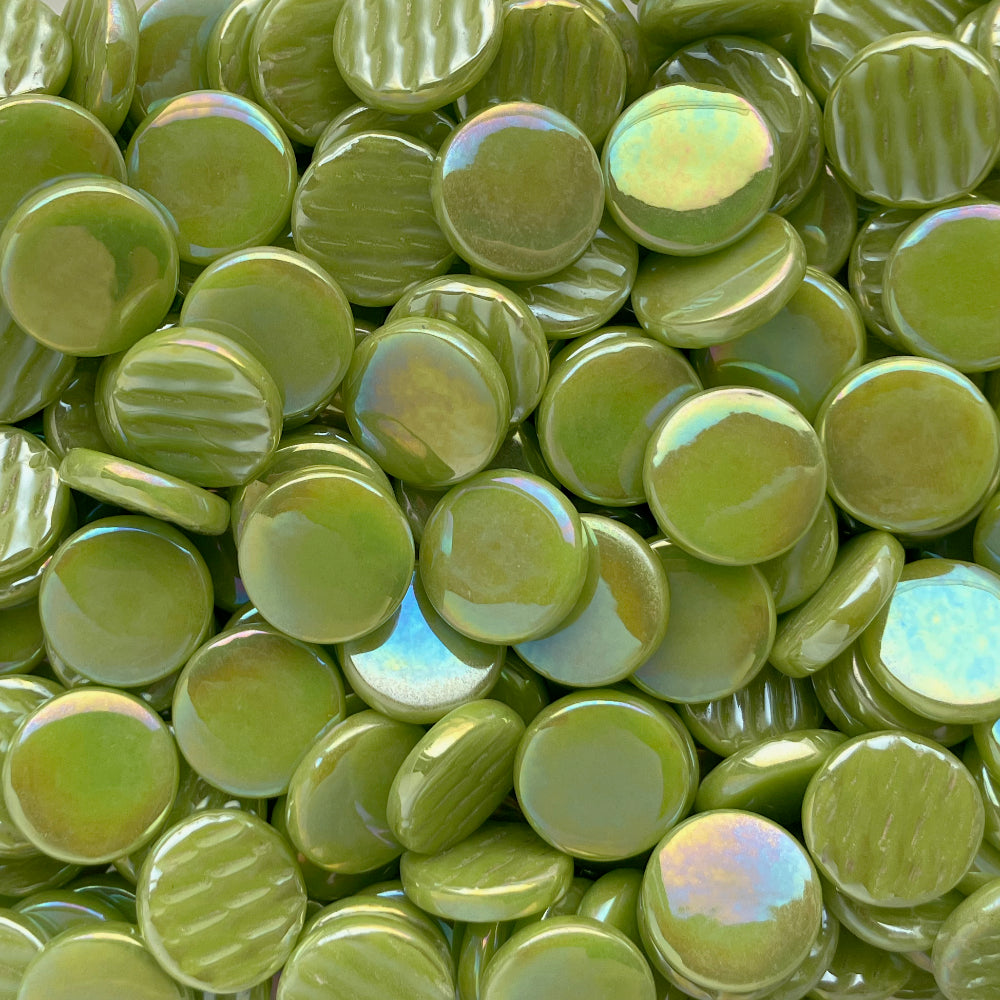 Pastilles De Verre Nacrées 18mm Vert Acide 