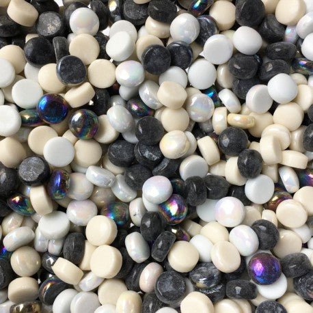 Glasrunden 12mm  Schwarz-Weiß-Mix