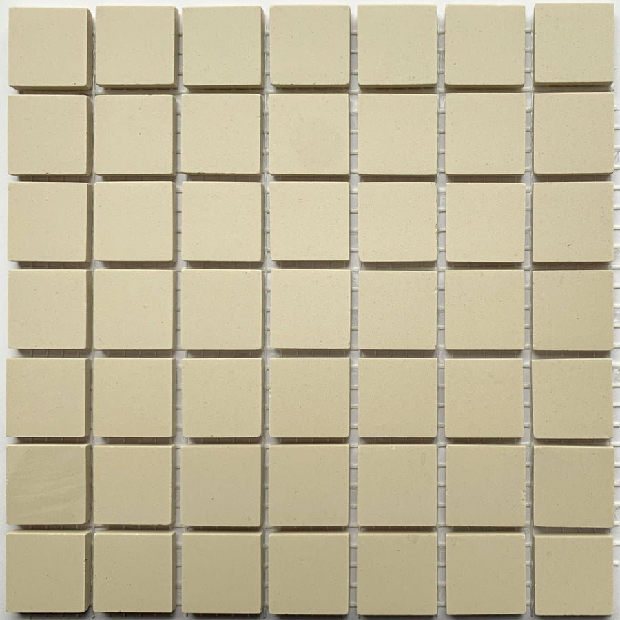Winckelmans Blanc – matte Mosaikfliesen im Format 20x20 mm auf Netz