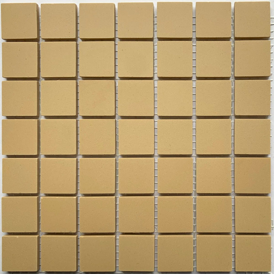 Winckelmans Cognac – matte Mosaikfliesen im Format 20x20 mm auf Netz