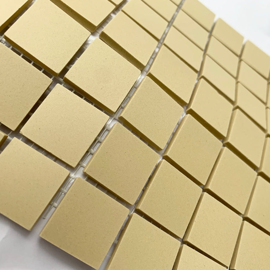 Winckelmans Ivoire – matte Mosaikfliesen im Format 20x20 mm auf Netz