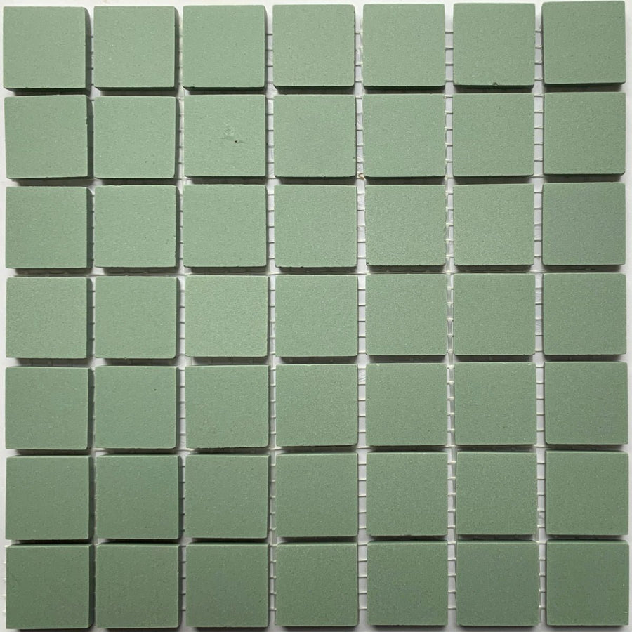 Winckelmans Vert Pale – matte Mosaikfliesen im Format 20x20 mm auf Netz